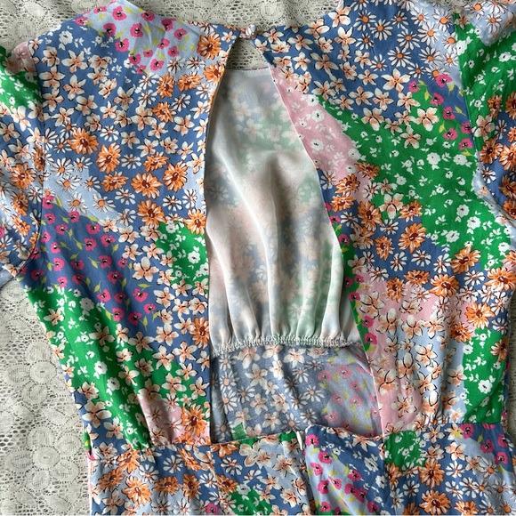 Topshop Austin floral print angel sleeve midi dress size 8 cut out - Picture 10 of 15